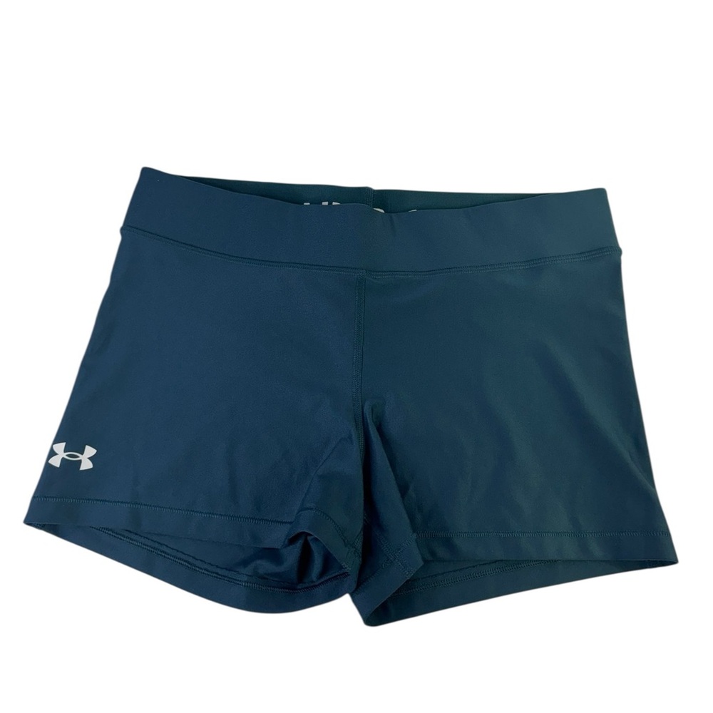 Under Armour Women's HeatGear Team Shorty compression shorts in a dark blue XL